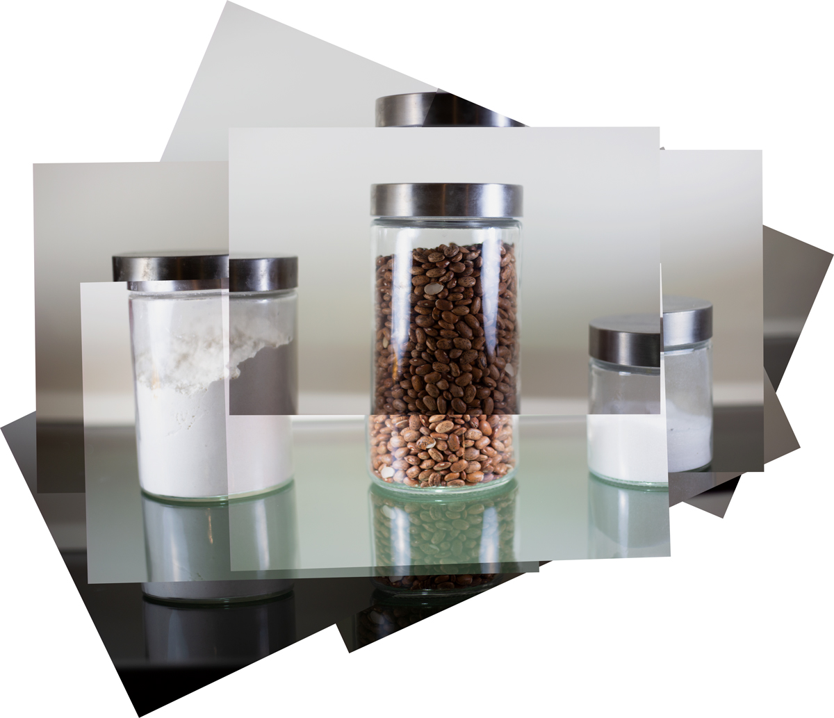 Three distorted containers